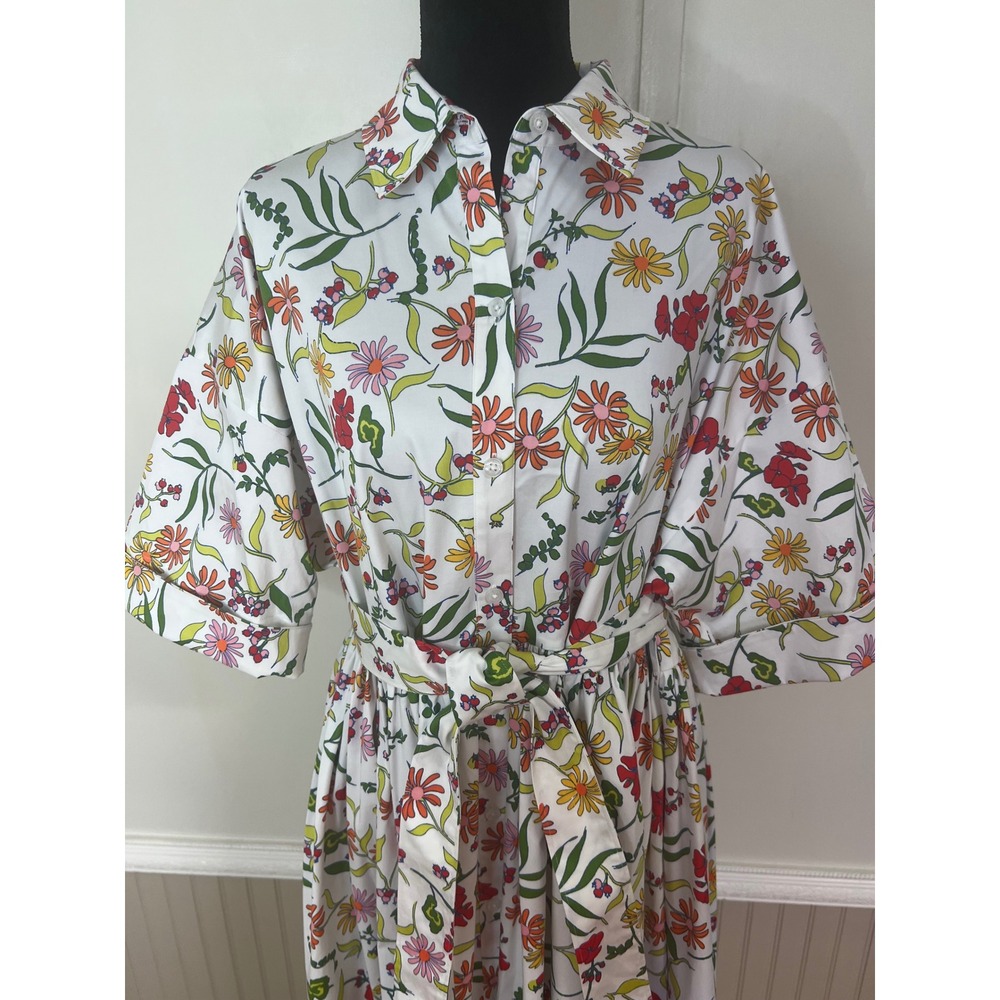 Kate Spade New York Greenhouse Floral Cotton Poplin Midi Shirt Dress Size L NWOT - Picture 7 of 14